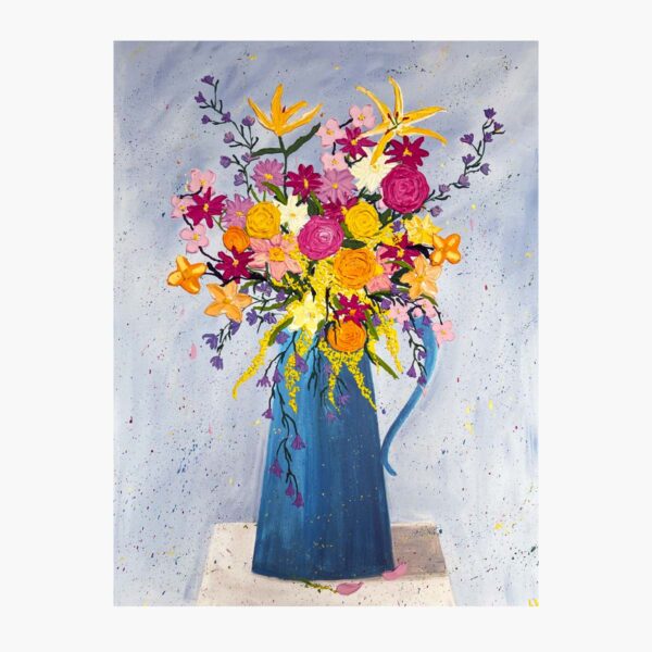 Flower Art | Grote vaas met bloemen | Acrylverf op canvas